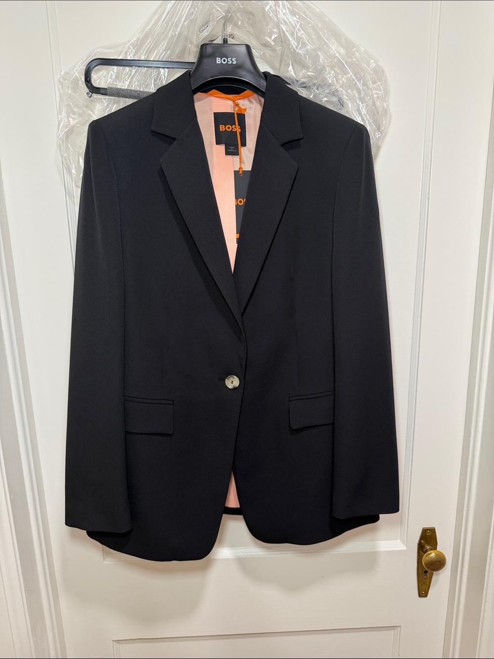 Hugo Boss Black Single-Button Blazer with Peach Lining